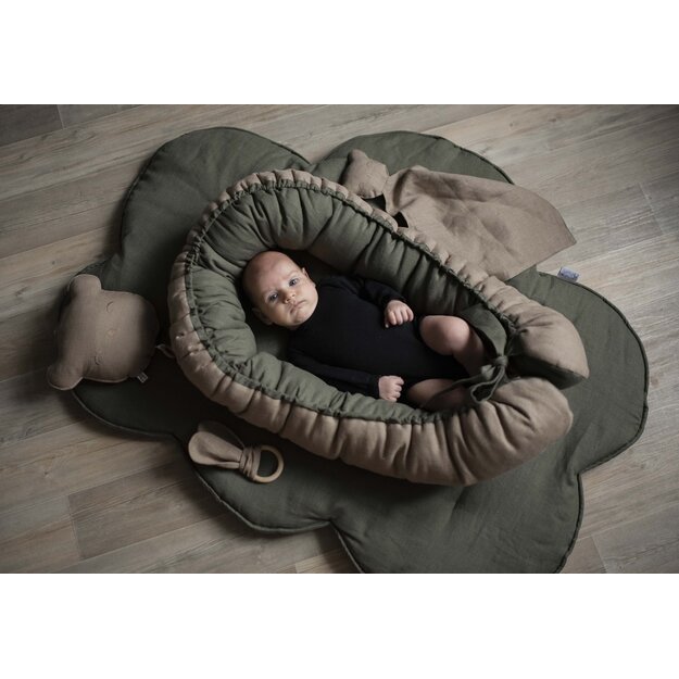 Linen baby nest green-cacao